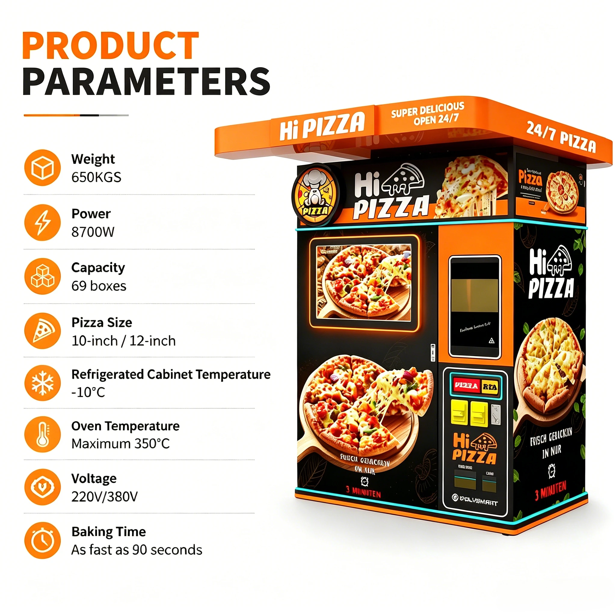 Meal Prep Vending Machine - カスタマイズ可能な全自動ピザ製造機、フレッシュピザメーカー、ホットピザ自動販売機、タッチスクリーン搭載の全自動機