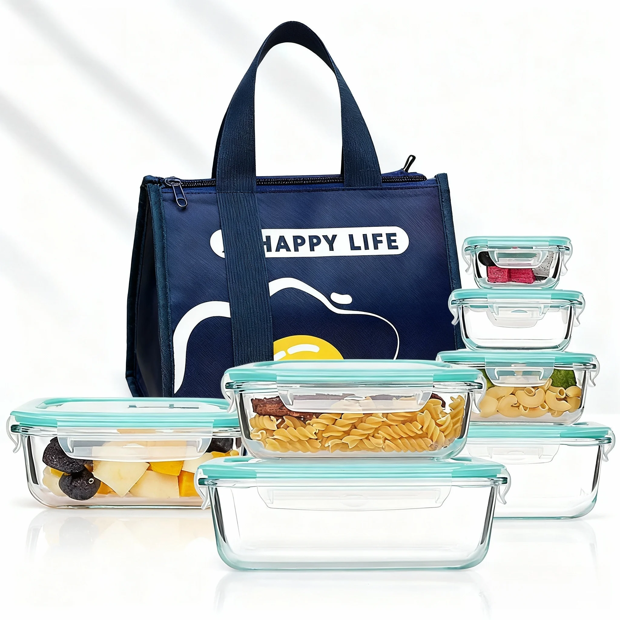 Meal Prep Burrito - 大人用ガラス製ランチ弁当箱、蓋付き食品保存容器、電子レンジ・食洗機対応、オフィス用ミールプレップ容器