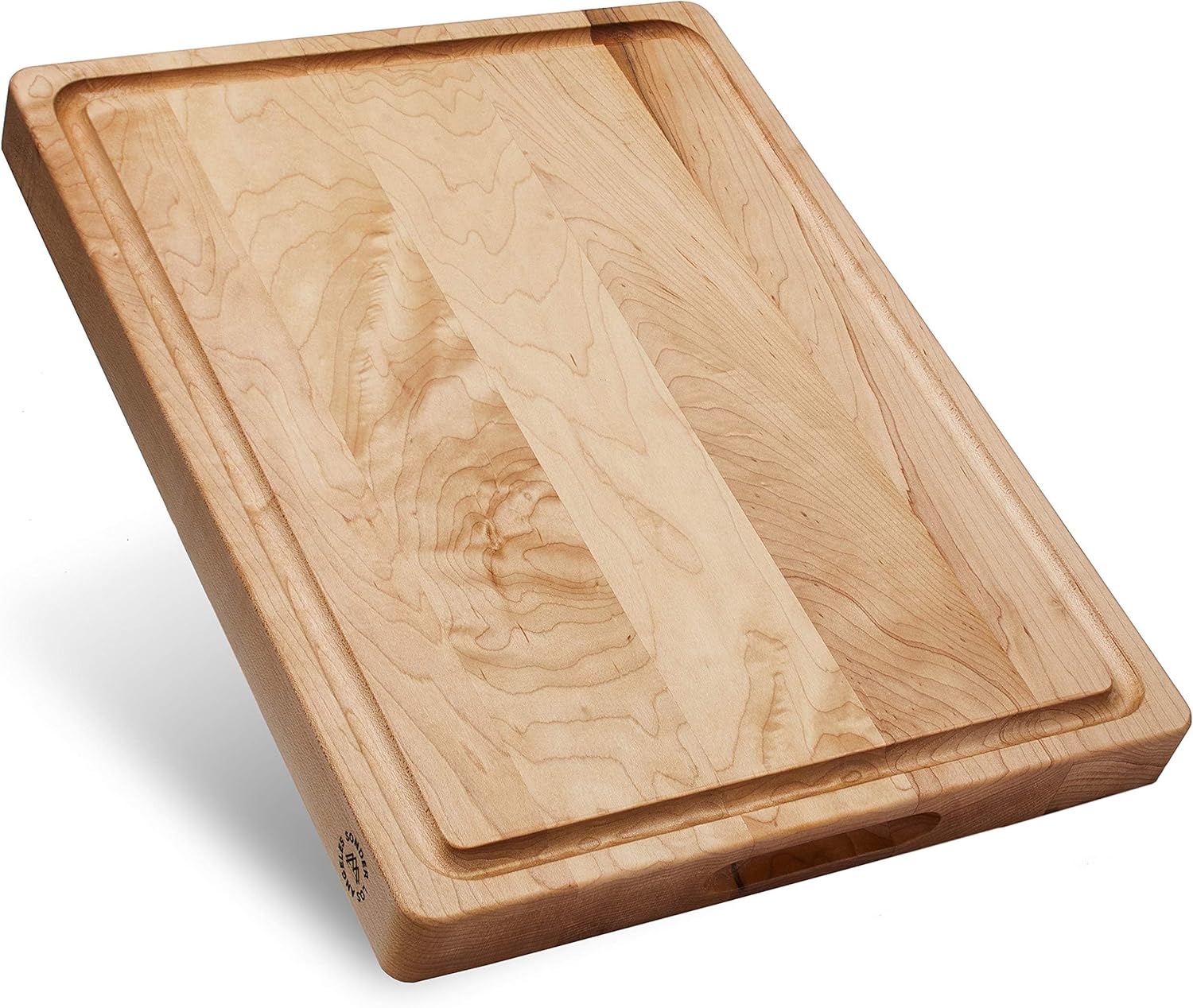 Meal Prep Juice - ハードメープルウッド製カッティングボード、17x13x1.5インチ | アメリカ製、無毒、エッジグレイン、ジュースグルーブ＆クラッカーウェル、シャルキュトリー＆ミールプレップ用、内蔵ハンドル、ギフトボックス、8ポンド