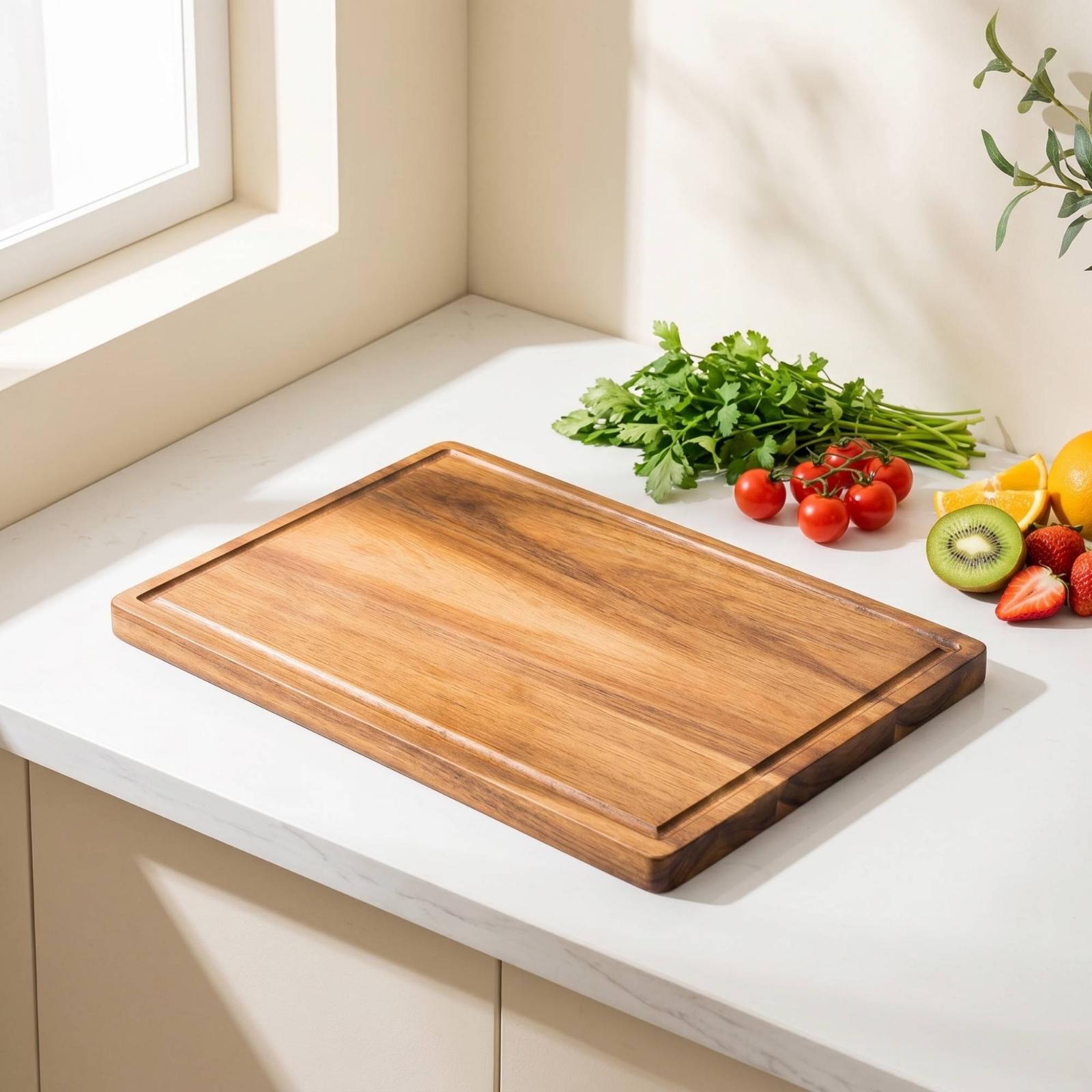 アカシア無垢材のキッチン用カッティングボード、ジュース溝付き - Meal Prep Juice のレビューと価格