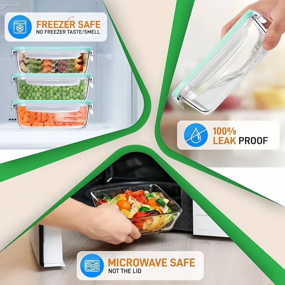 BPAフリーのガラス製ランチボックス、長方形の食品保存容器、 - Meal Prep Burrito のレビューと価格