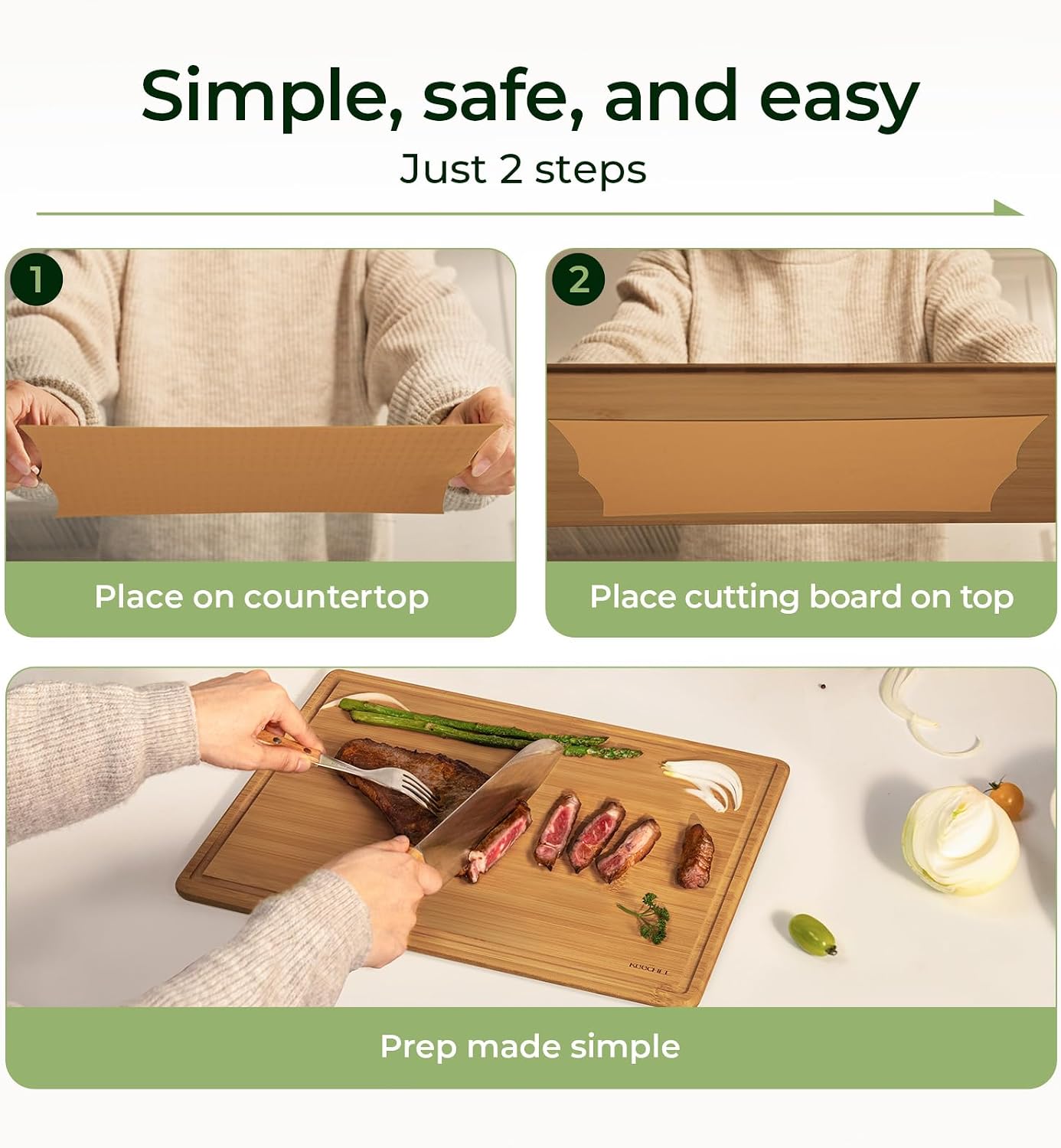 Keechee竹製カッティングボード（滑り止めマット付き）、 - Meal Prep Juice のレビューと価格