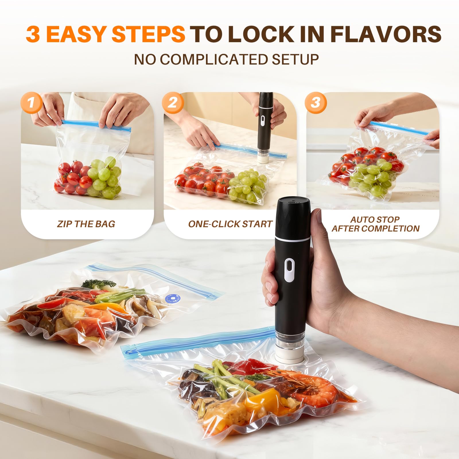 食品真空シーラー、60KPA強力吸引ハンドヘルド真空シーラー - Meal Prep Co のレビューと価格