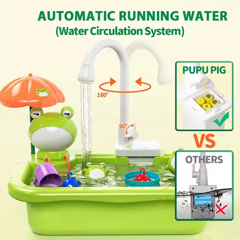 新しい子供用キッチンシンク電動食器洗い機、水が流れるおもちゃ - Meal Prep Co のレビューと価格