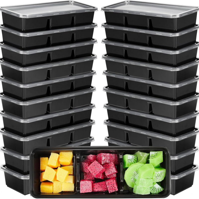 【25個入り3区画フードコンテナ】500ml再利用可能な弁当 - Meal Prep Japanese Food のレビューと価格