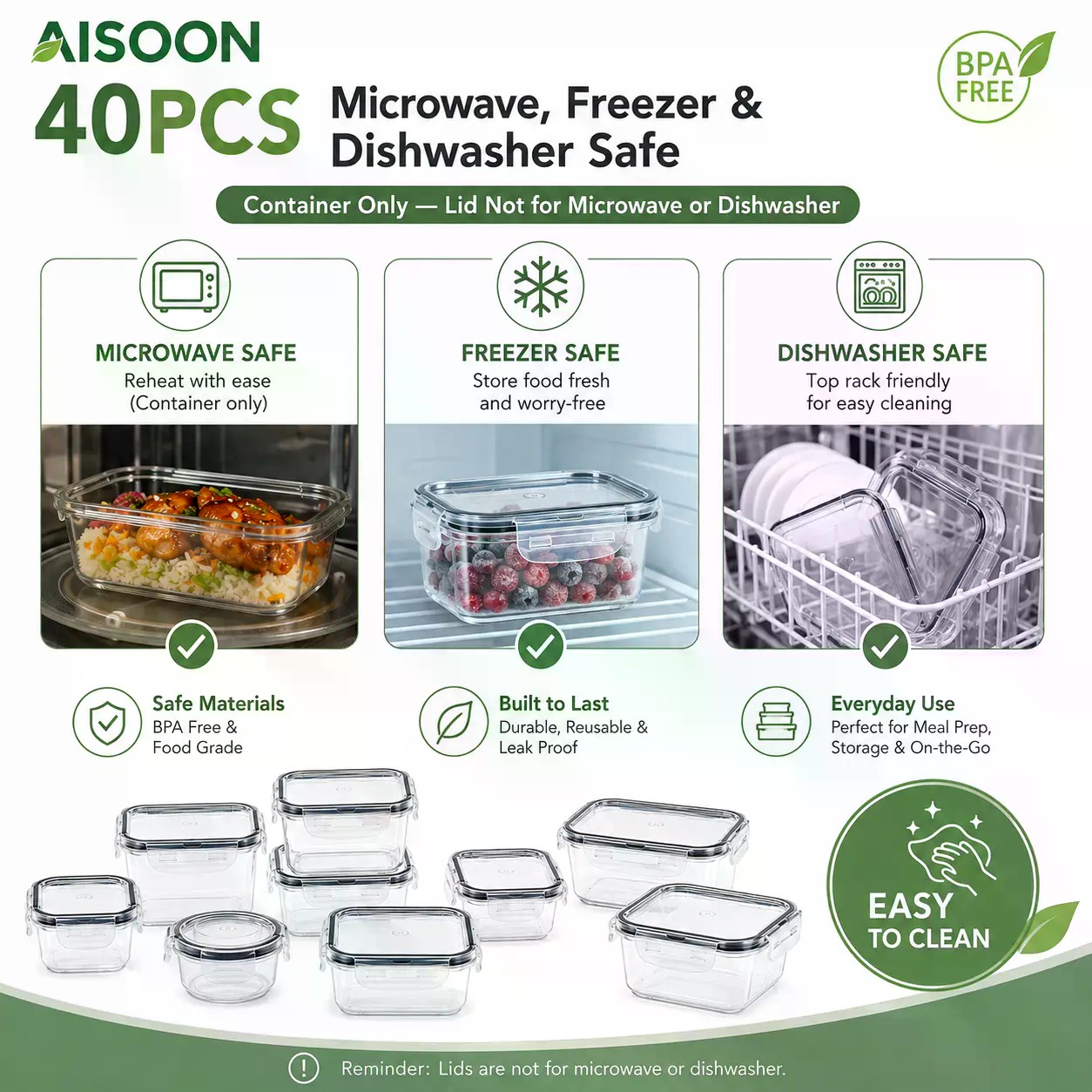 40個入り特大85オンスシリコン製密閉食品保存容器セット（容 - Meal Prep Recipes のレビューと価格