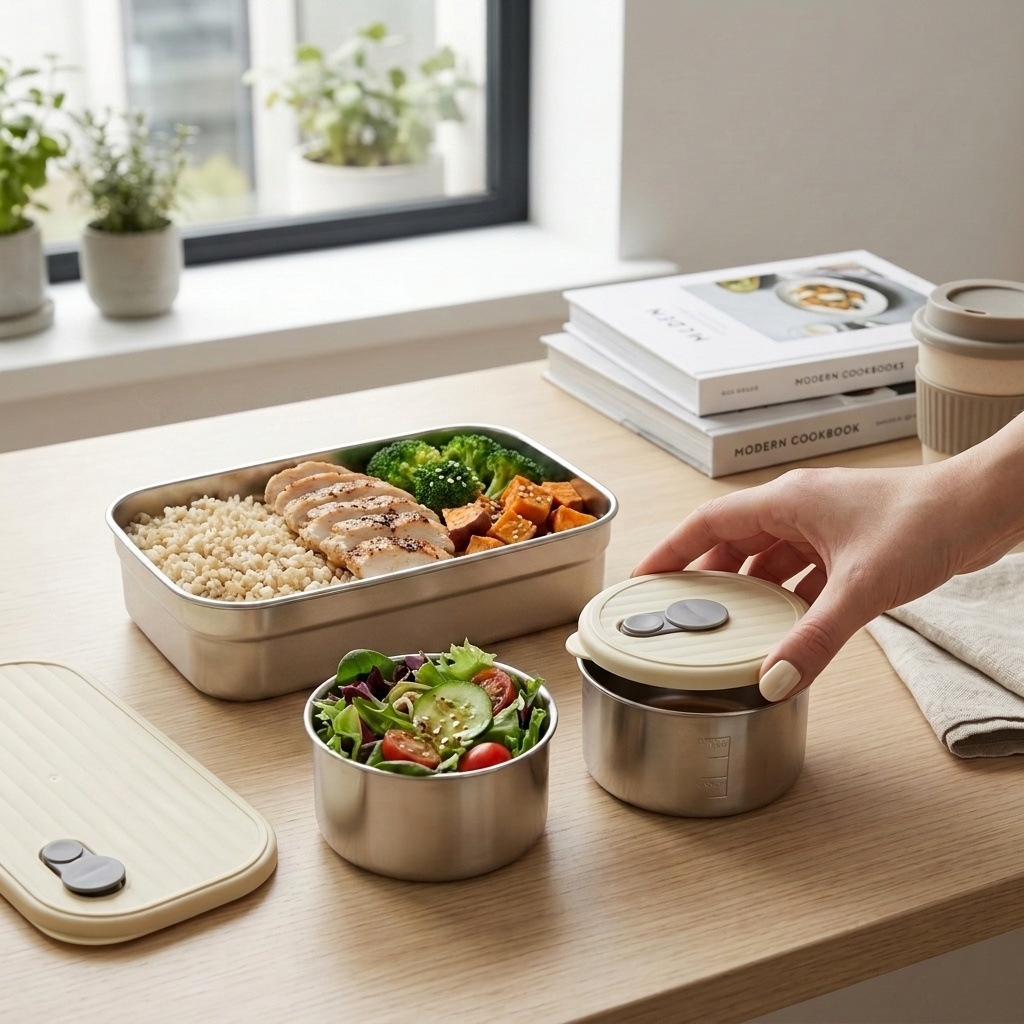 電子レンジ対応 304ステンレス製弁当箱セット 3コンパート - Meal Prep Recipes のレビューと価格
