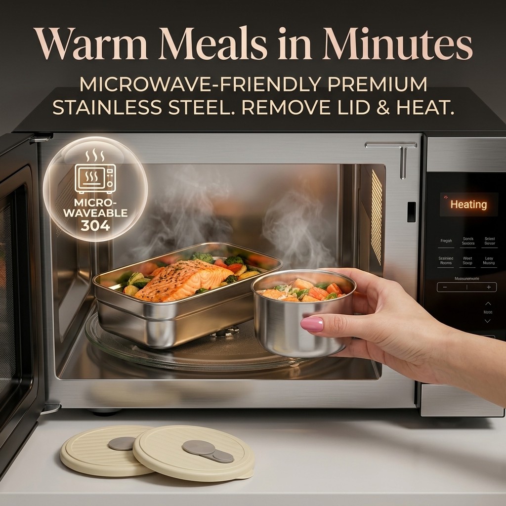 電子レンジ対応 304ステンレス製弁当箱セット 3コンパート - Meal Prep Recipes のレビューと価格