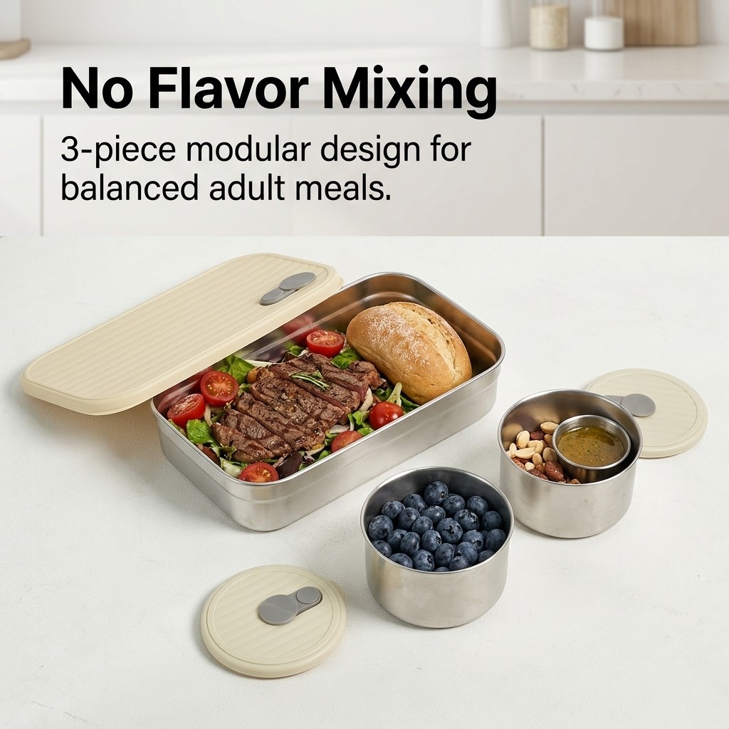 電子レンジ対応 304ステンレス製弁当箱セット 3コンパート - Meal Prep Recipes のレビューと価格