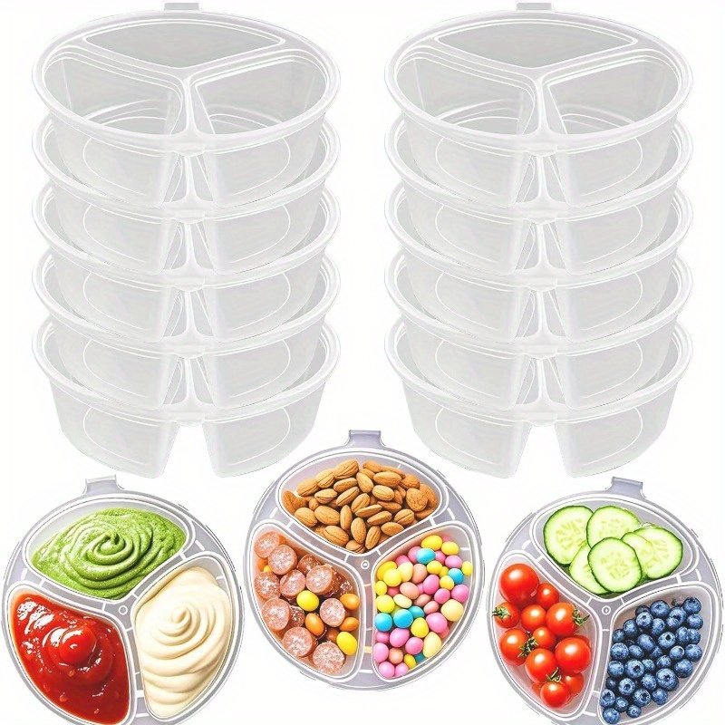 3つのコンパートメント付き使い捨て食品容器（蓋付き）- ミー - Meal Prep Recipes のレビューと価格