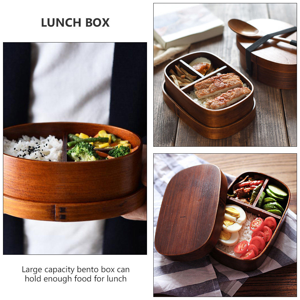 1個入り、和風の木製弁当箱、仕切り付き、大容量、持ち運び可能 - Meal Prep Japanese Food のレビューと価格