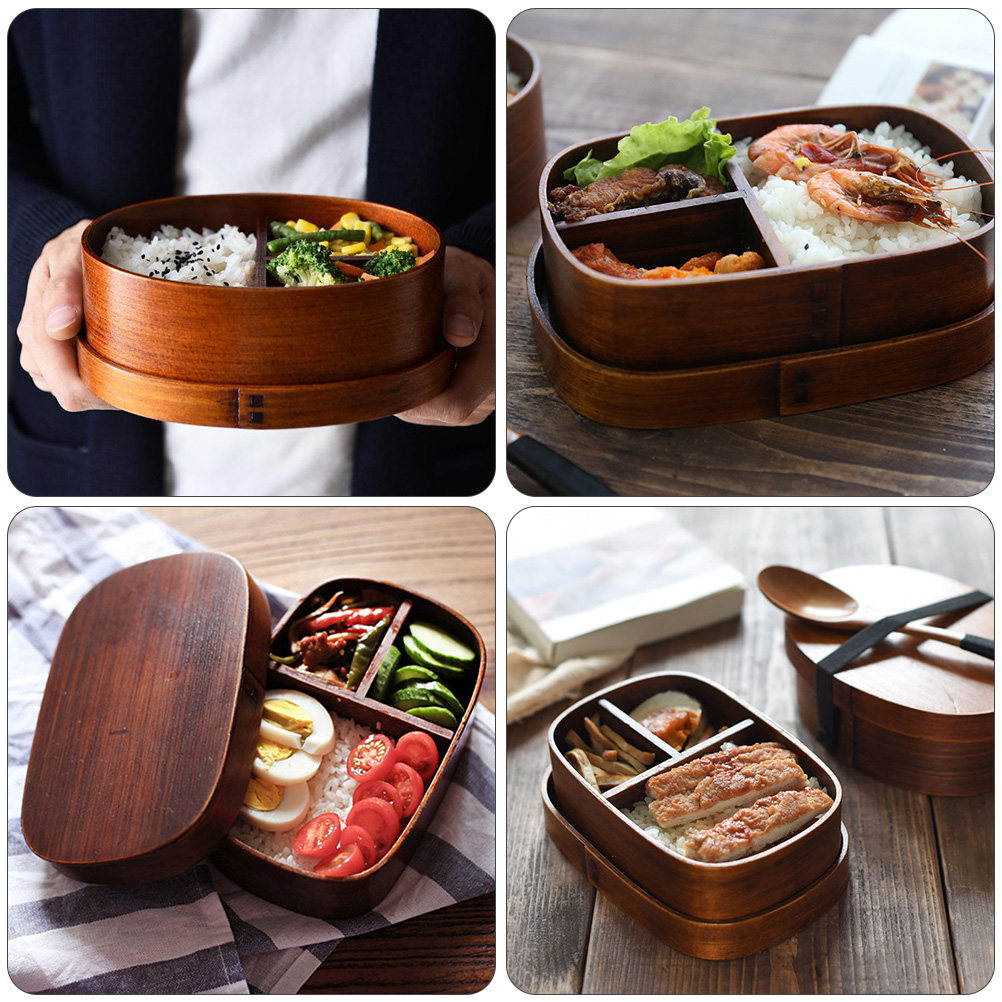 1個入り、和風の木製弁当箱、仕切り付き、大容量、持ち運び可能 - Meal Prep Japanese Food のレビューと価格