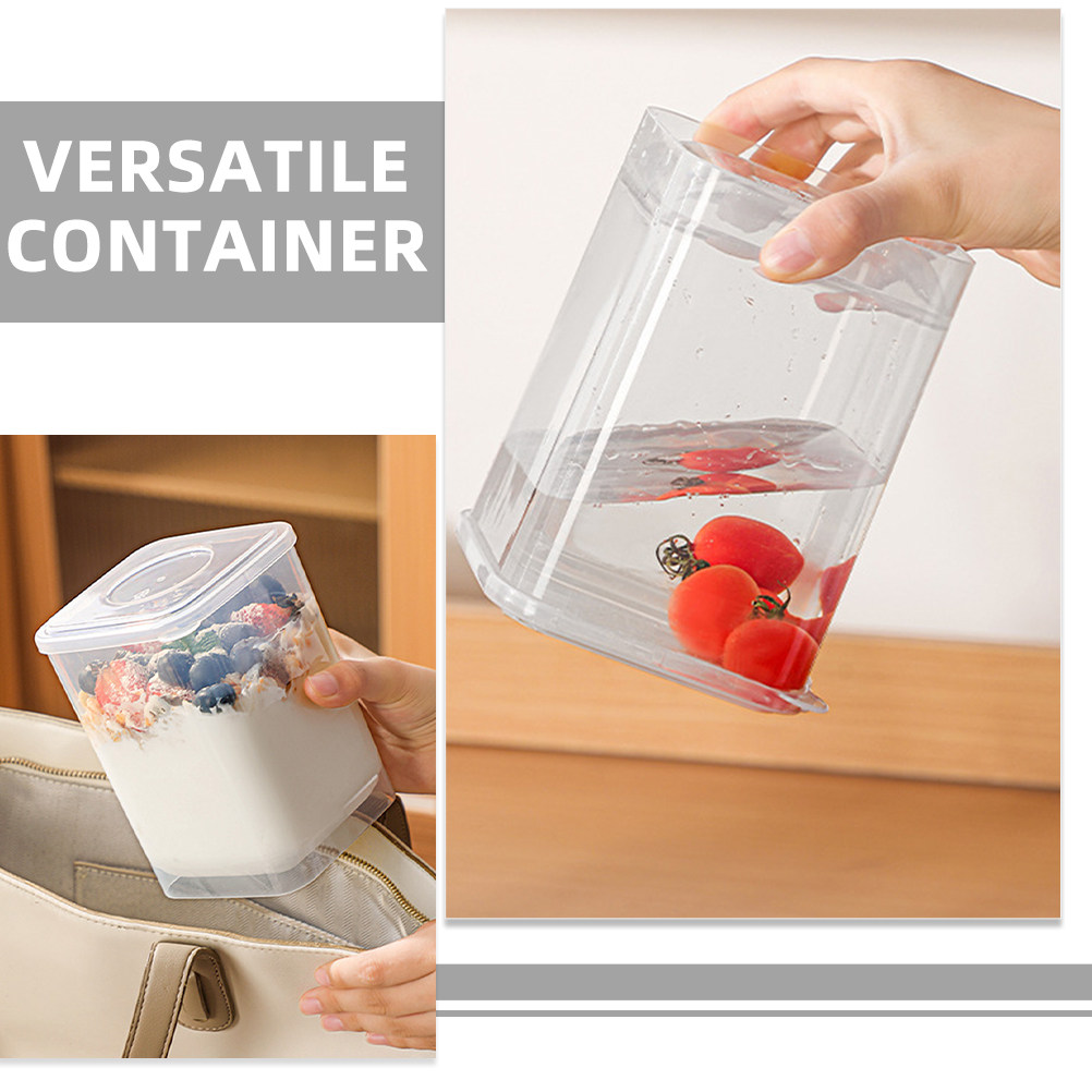 透明な蓋付きのプラスチック製ヨーグルト保存容器。日本の伝統的 - Meal Prep Japanese Food のレビューと価格