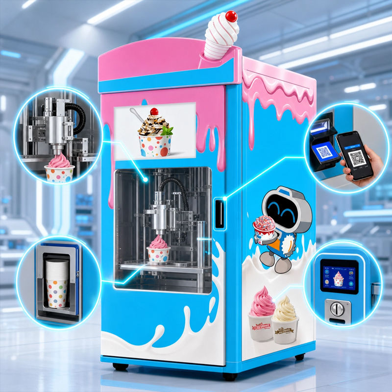 アイスクリームロボット自動販売機 27インチ広告タッチスクリ - Meal Prep Vending Machine のレビューと価格