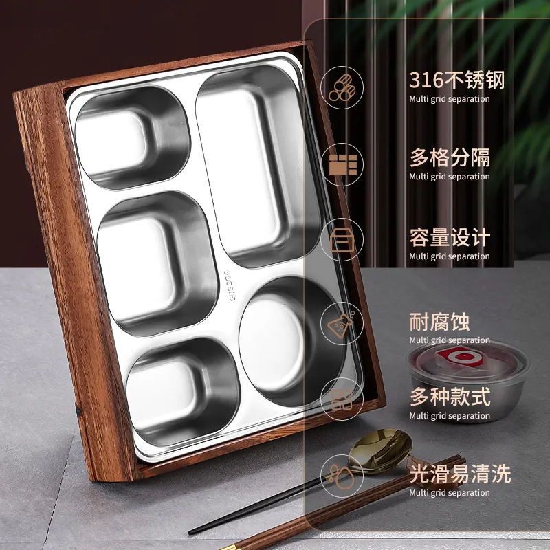 黒クルミ材弁当箱、仕切り皿付き、日韓風ランチ容器、ビジネス用 - Meal Prep Japanese Food のレビューと価格