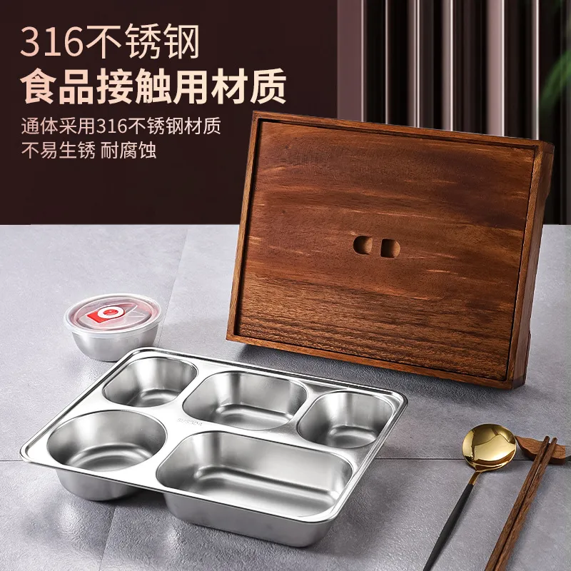 黒クルミ材弁当箱、仕切り皿付き、日韓風ランチ容器、ビジネス用 - Meal Prep Japanese Food のレビューと価格