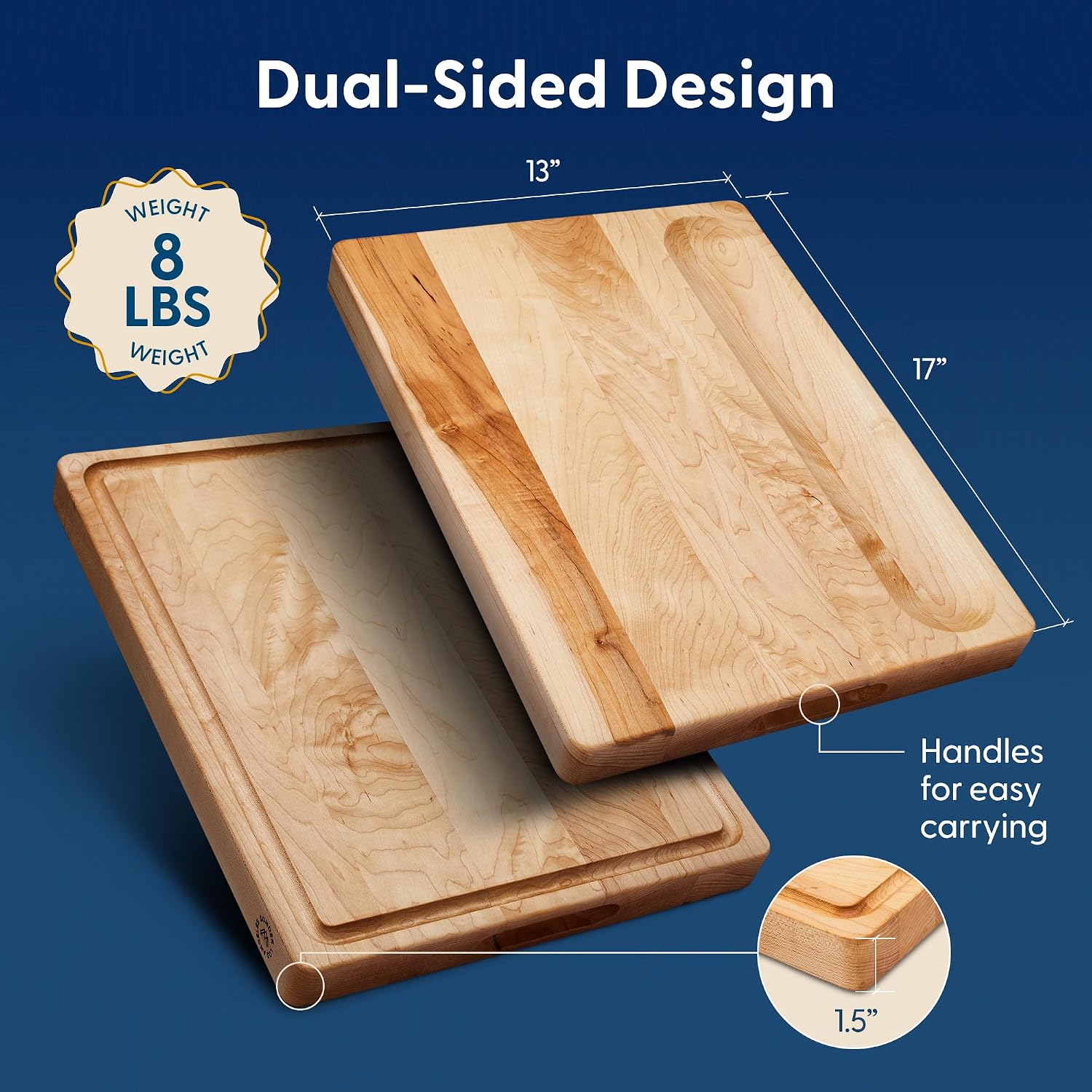 ハードメープルウッド製カッティングボード、17x13x1.5 - Meal Prep Juice のレビューと価格
